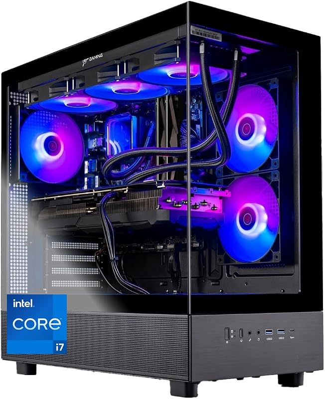PC de escritorio Azure 3, Intel i7 14700F 2,1 GHz (5,3 GHz), NVIDIA RTX 5070 de 12 GB, SSD NVMe Gen4 de 1 TB, 32 GB DDR5 RAM 6000 RGB, fuente de alimentación Gold de 850 W, ARGB AIO de 360 ​​mm, Wi-Fi, Win 11