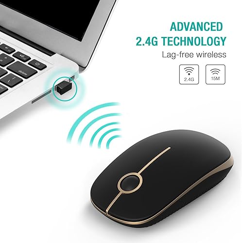 Miniatura 2 de Unipows Ratón inalámbrico - Ratón de computadora portátil delgado de 2.4 G con nano receptor, ratones ópticos móviles de menos ruido para laptop,