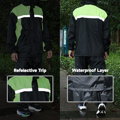 Taoyoule Waterdichte regenjas en broek voor heren, regenpakken