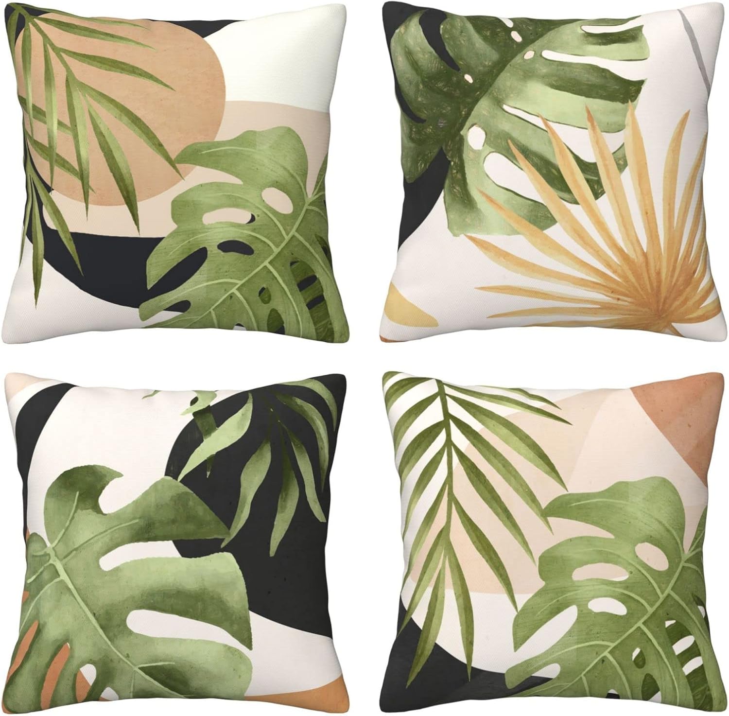 LAMOSPY Tropical Leaves Accent Pillowcase, Decorative Warm