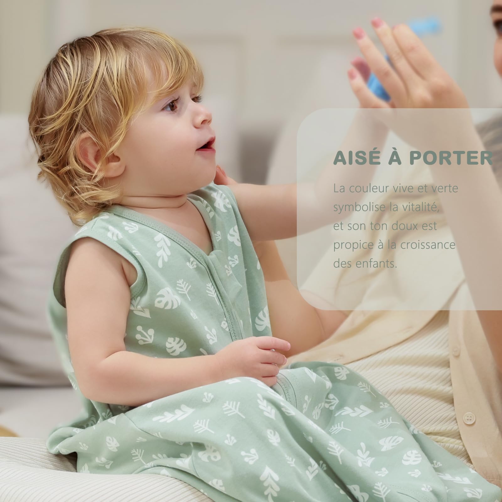 Mosebears 2 Paquets Gigoteuse d'été pour bébé 0,5 tog Turbulette 100% Coton Gigoteuse Respirante pour bébé(Green,18-24 Mois)