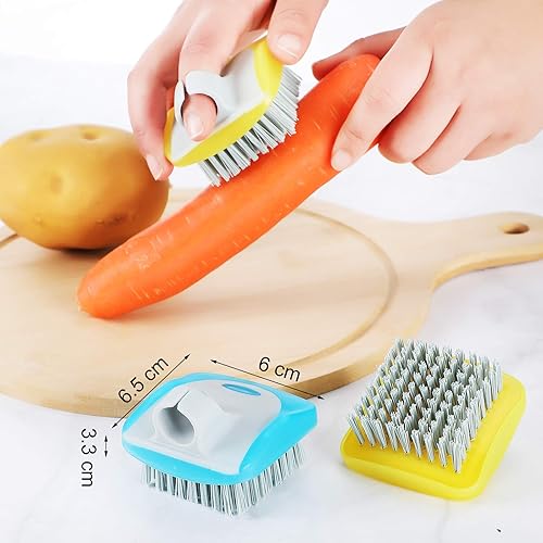 Vista 2 de 3 Pieces Vegetable Brush Potato Scrubber Vegetable Scrubber for Food Flexible Bristles Kitchen Brush for Fruits, Potatoes, Carrots Kitchen Gadgets