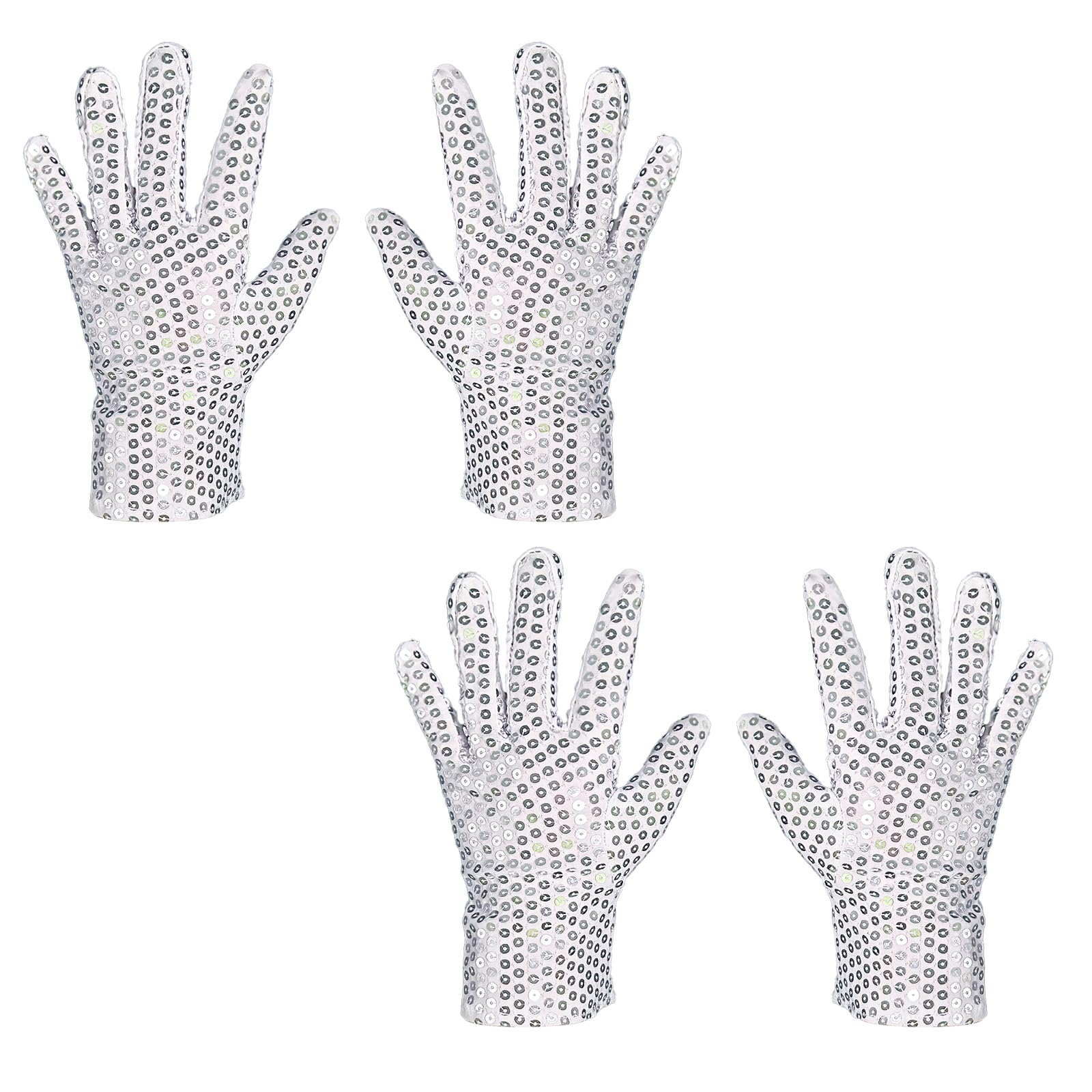 2 Pairs Sequin Gloves Silver, Creative Acting Glove, Universal Men And Women, Prom Props, Festival Party Stage Costume Decoration, Sparkling Dance Glove for Adult's Fancy Dress, Carnival Decoration