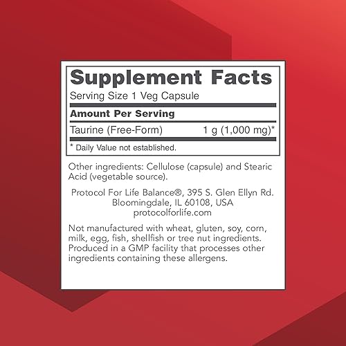 Miniatura 2 de PROTOCOL FOR LIFE BALANCE Taurina 1,000 mg - Aminoácido similar - Salud muscular, corazón, cerebro y ojos - 100 cápsulas vegetales