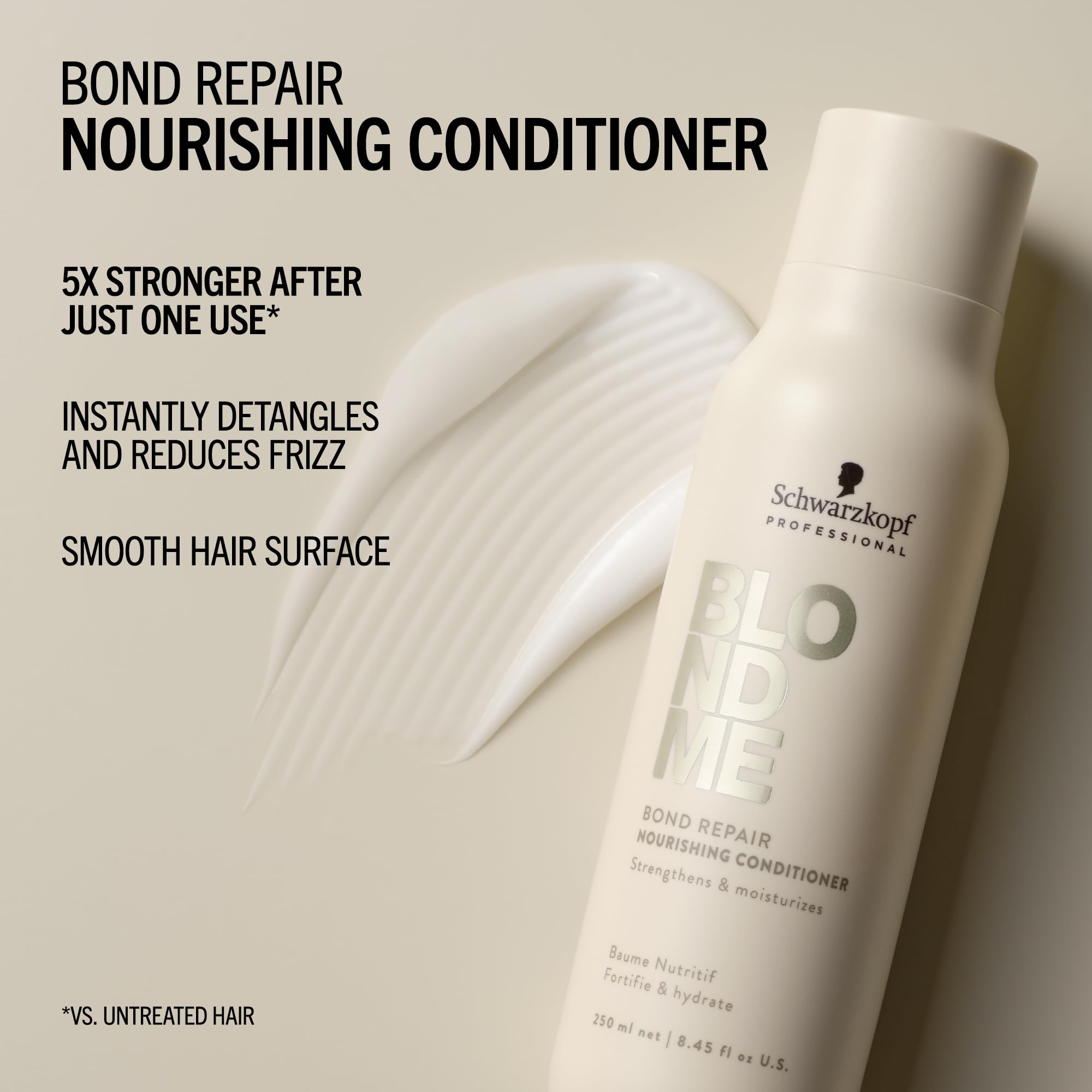 Schwarzkopf Professional BLONDME Bond Repair Nourishing Conditioner Hair Conditioner With Lightweight Formula Almond Oil White Tea Deeply Nourishing Hydrating And Detangling 250 ml - Image 3