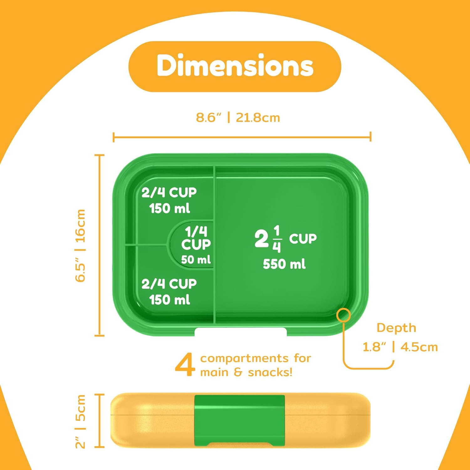 BOZ Safari Bento Lunch Box Toddler to Kids - 4 Compartment, Leak Proof, Dishwasher Safe - Image 2