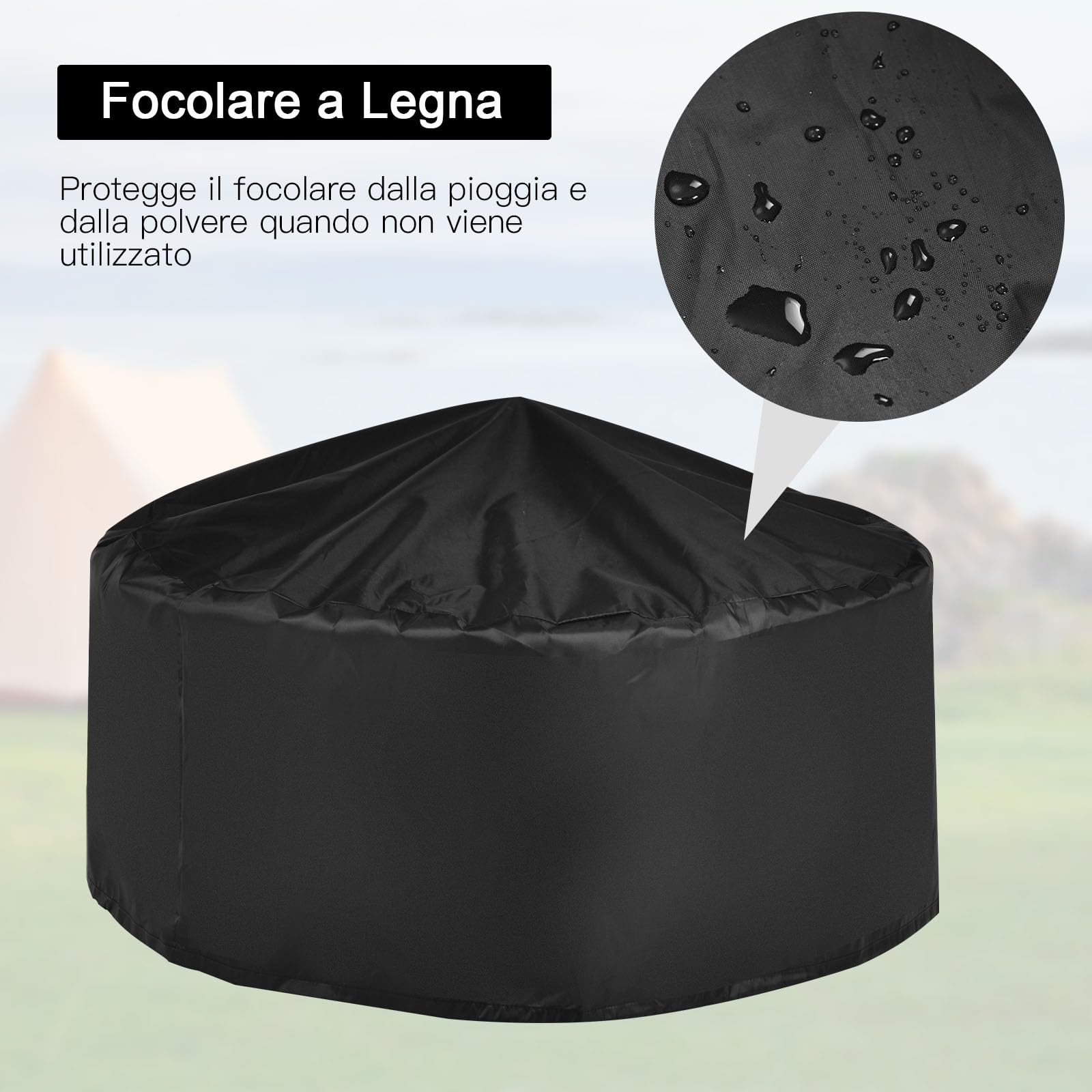 GYMAX 81CM Set Braciere, Braciere Tondo 3-in-1 con Finitura ad Alta Resistenza, Griglia per Legna da Ardere per Barbecue,con Copertura Antipioggia e Attizzatoio, per Giardino, Campeggio, Picnic