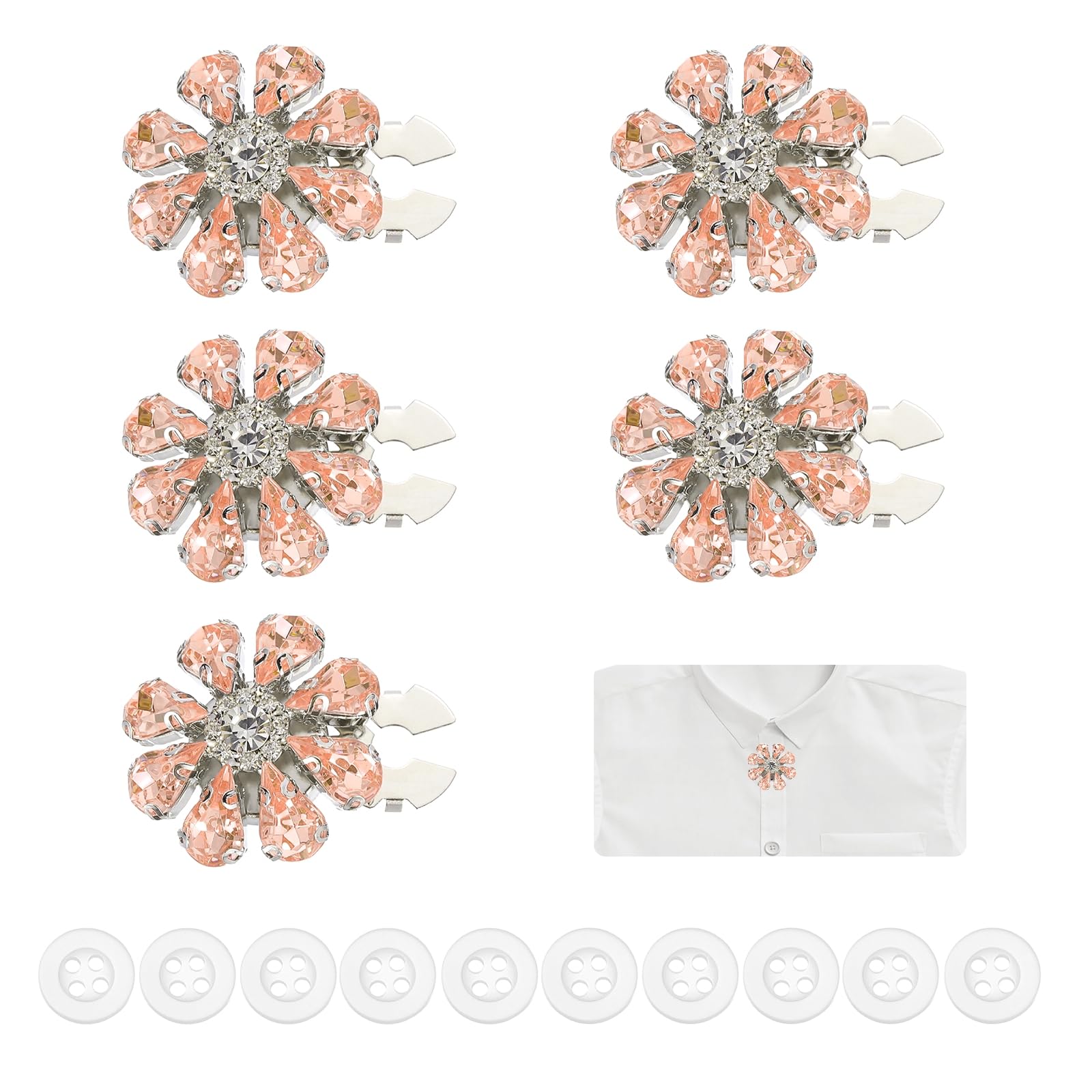 Cache-boutons en strass amovibles pour embellir une chemise sans coudre