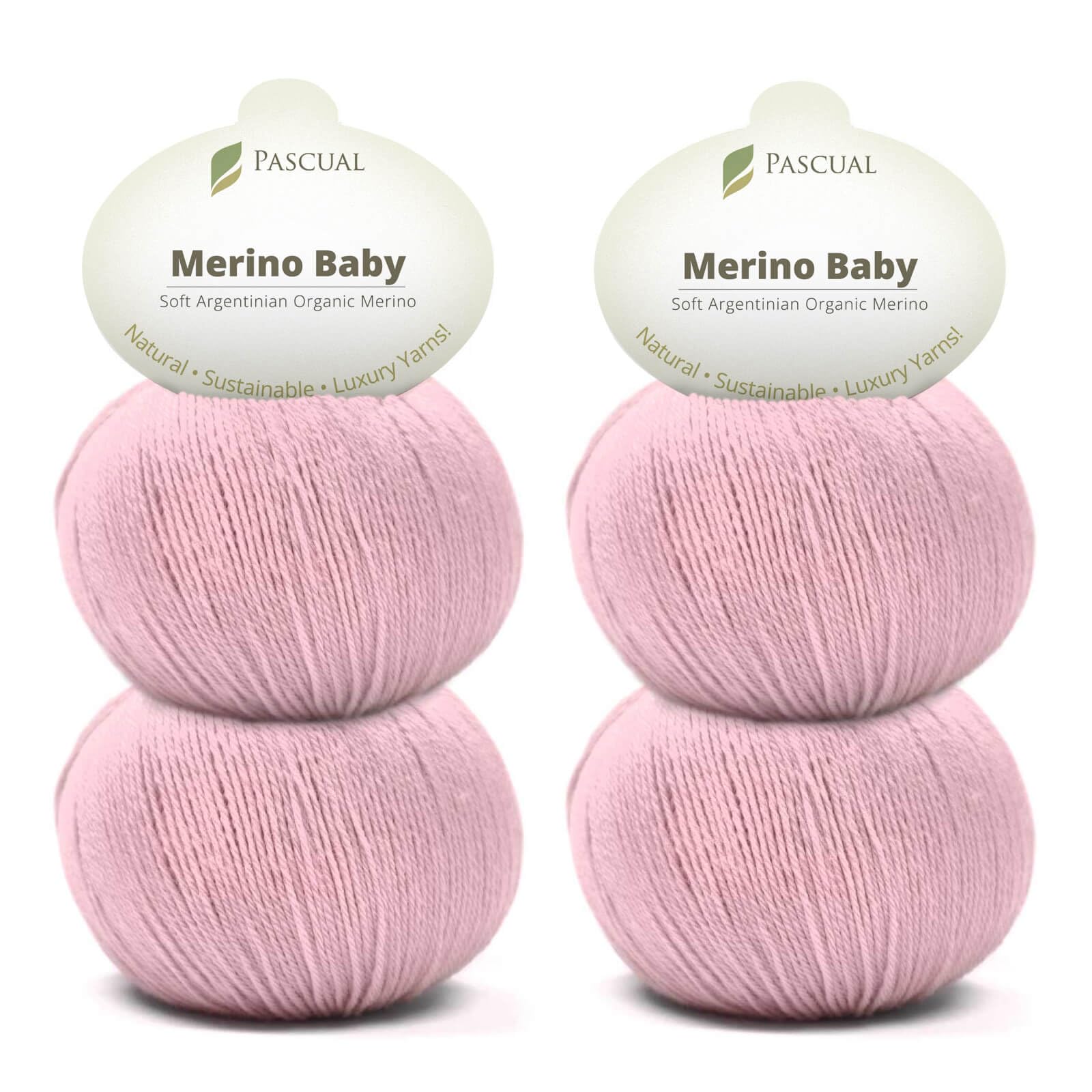 PASCUALI Merino Baby|Strickwolle aus 100% Schurwolle aus Merino, Merinowolle zum Stricken und Häkeln, SET: 4 Knäuel - 200 g, Farbe: Rose 310