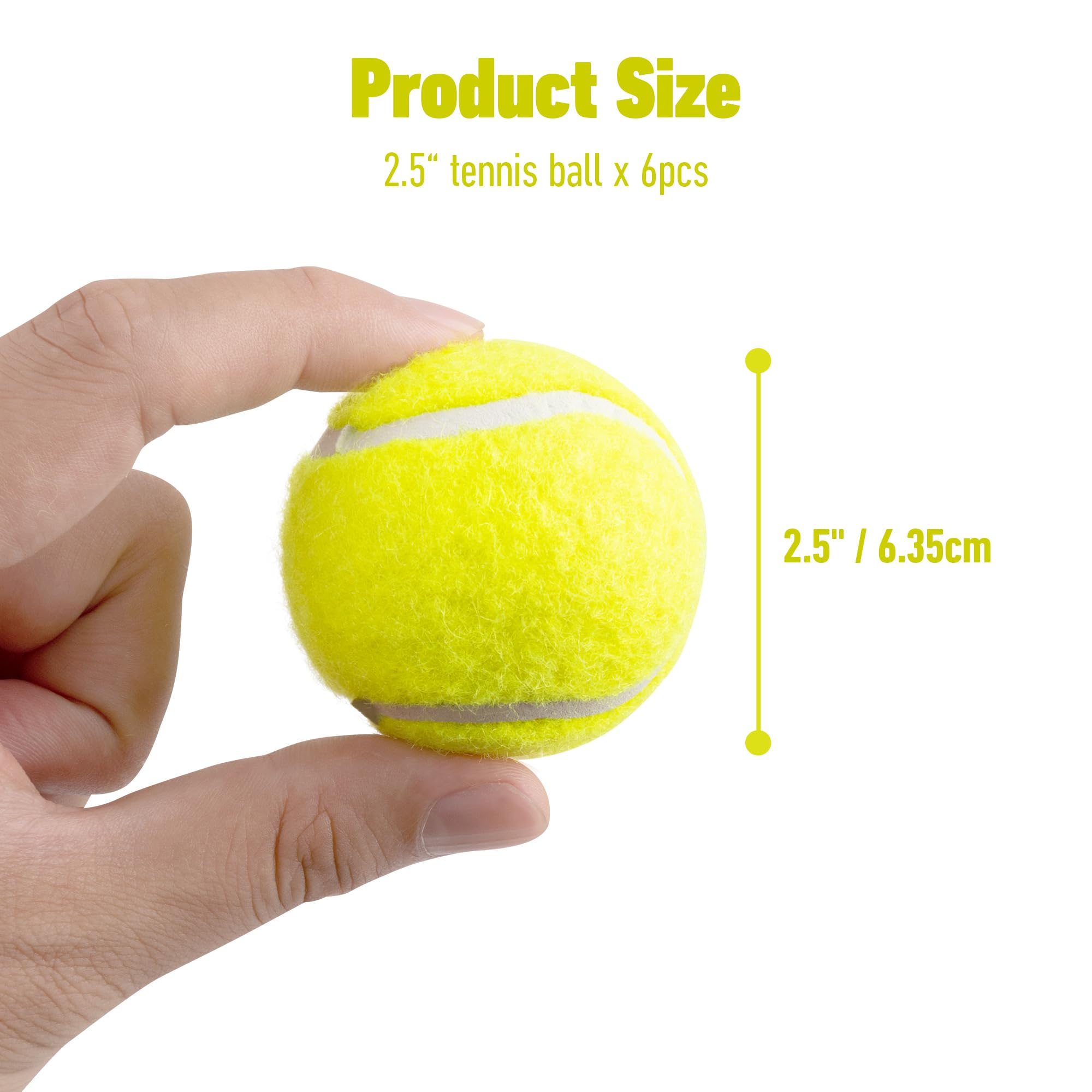 Pet Prime Dog Tennis Ball Toy 6 Pcak 2.5 Inch for Automatic Ball Lanucher Interactive Pet Balls for Exercise Training Play Fetch - Image 2