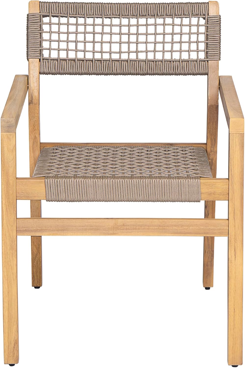 Christopher Knight Home Dolly Dining Chairs Set of 4, Acacia Wood Frame Dining Chairs, Rope Woven Armchair, Accent Dining Chair Set, Patio Wooden Armchair for Backyard Poolside Garden, Light Teak
