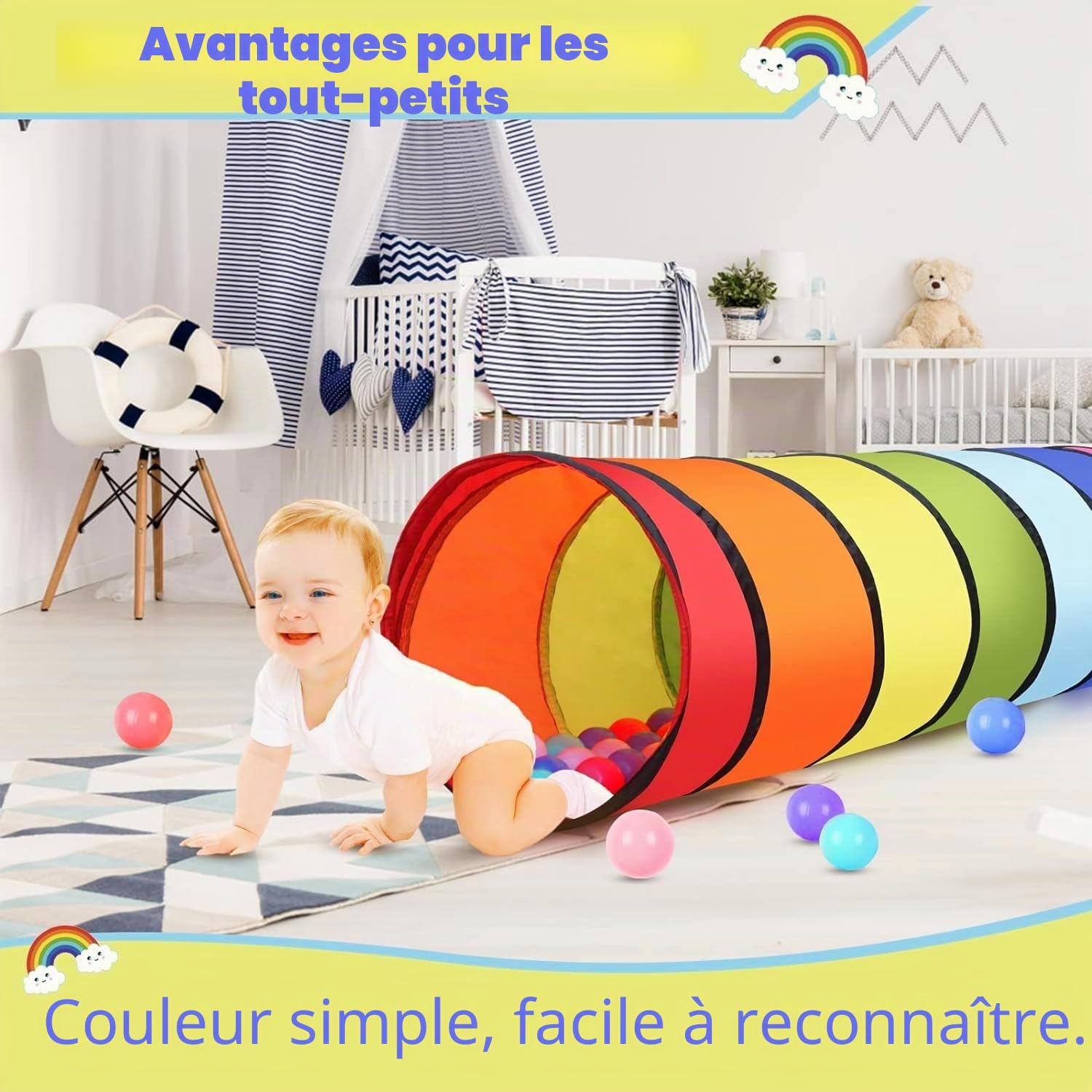 Tente de Tunnel de Jeu d'enfants 180cm LATERN Pop-Up Pliable Intérieur Extérieur
