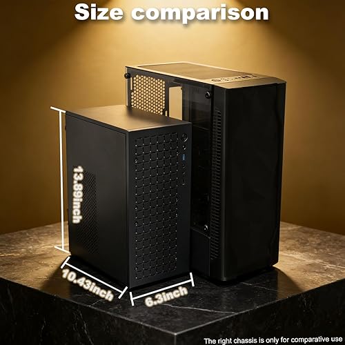 Miniatura 6 de Caja Matx Caja Micro ATX de Alto Flujo de Aire, Compatible con MATX, Mini-ITX, Caja Micro ATX delgada con Puerto IO USB3.0x1, Negra con Ventiladores