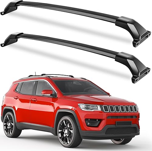KINGGERI Barras Transversales de Techo de 260lbs Compatibles con Jeep Compass 2018-2025, Rieles de Techo de Aluminio de Alta Resistencia, Barras
