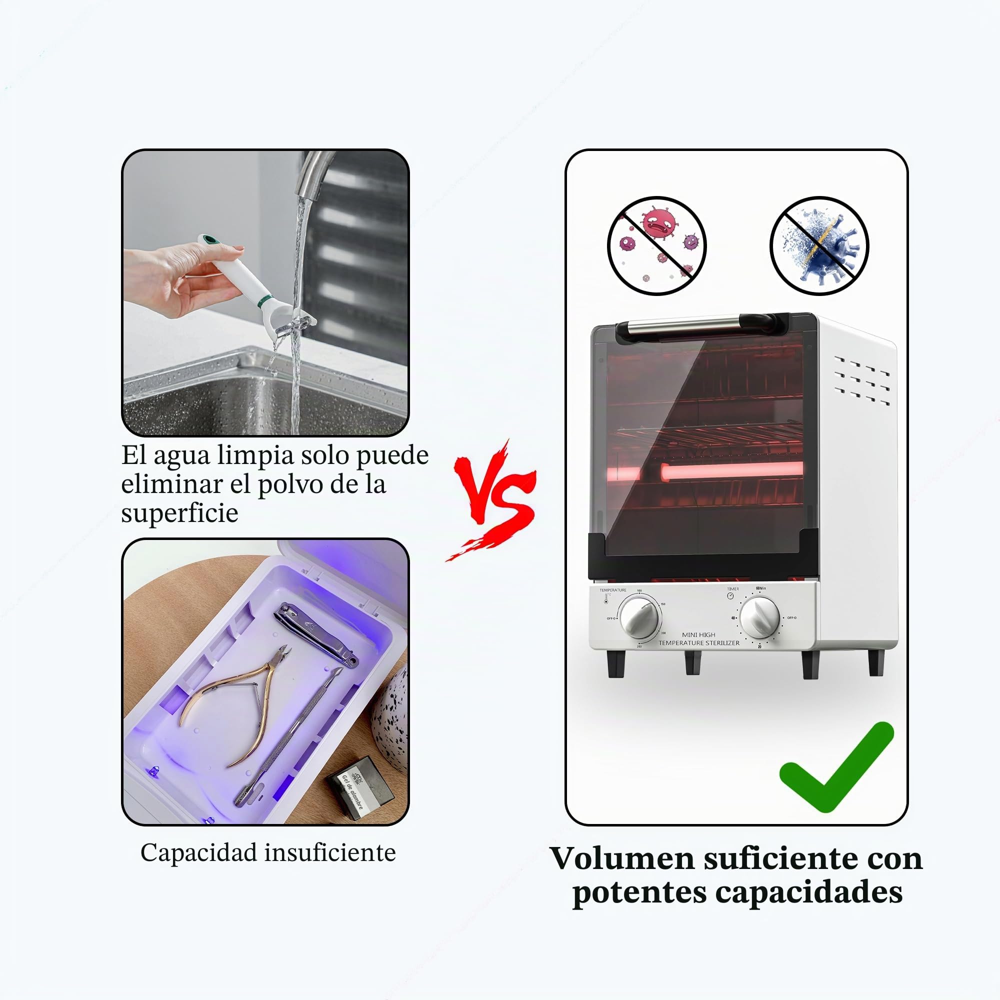 Esterilizador de alta temperatura, esterilizador de calor seco de gran capacidad de 10 litros, temperatura máxima de 250 °C, con control de temperatura y temporizador, para peluquería, spa, salón de