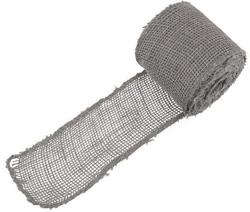 JubileeYarn - Cinta de yute de arpillera para manualidades, 3 pulgadas x 10 yardas, color gris, 1 rollo