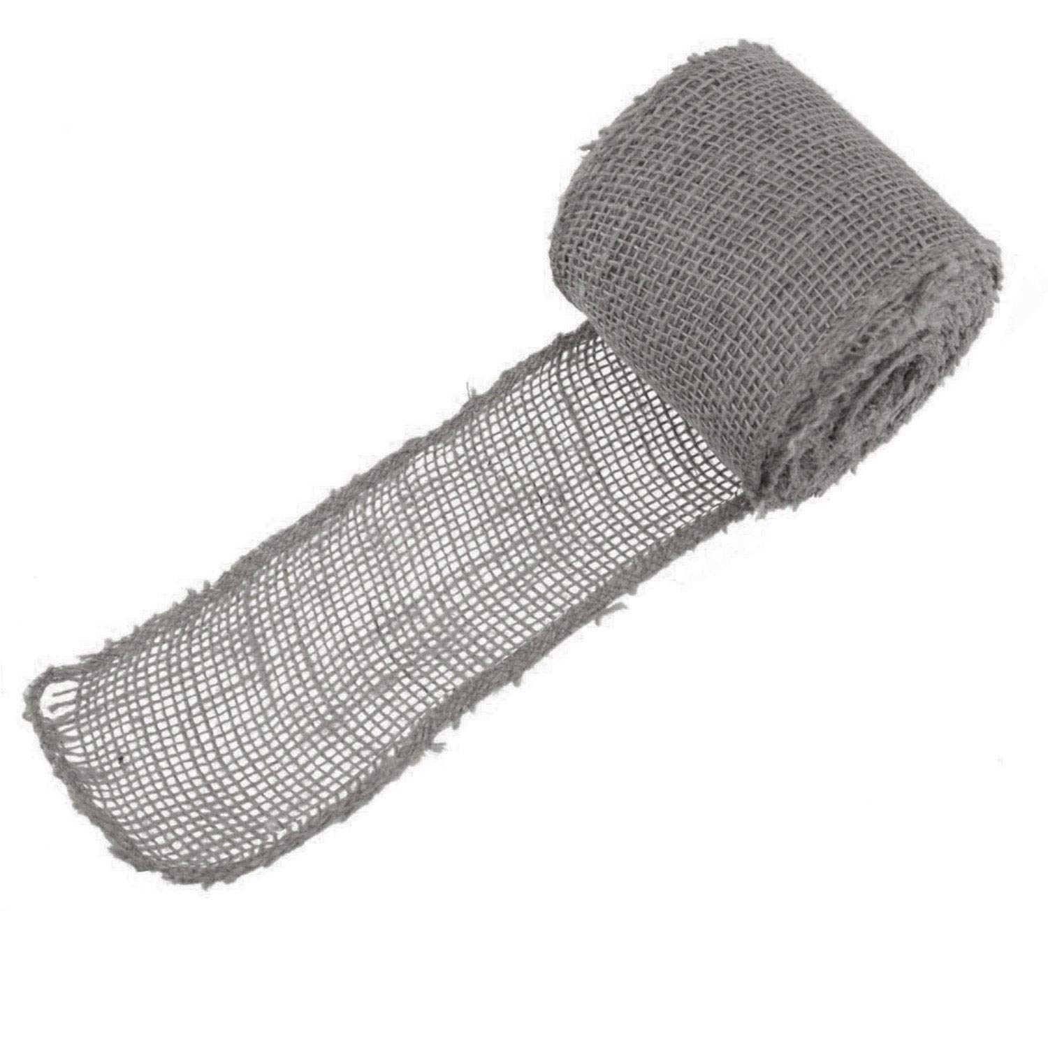 Ruban de jute gris anti-effilochage de 7,6 cm pour customisation facile
