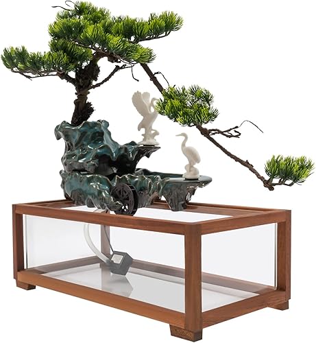 Miniatura 5 de Fuente de mesa con luz LED, pecera, fuente de mesa artificial de paisaje con bomba, atomizador, para decoración de interiores y exteriores, alivio