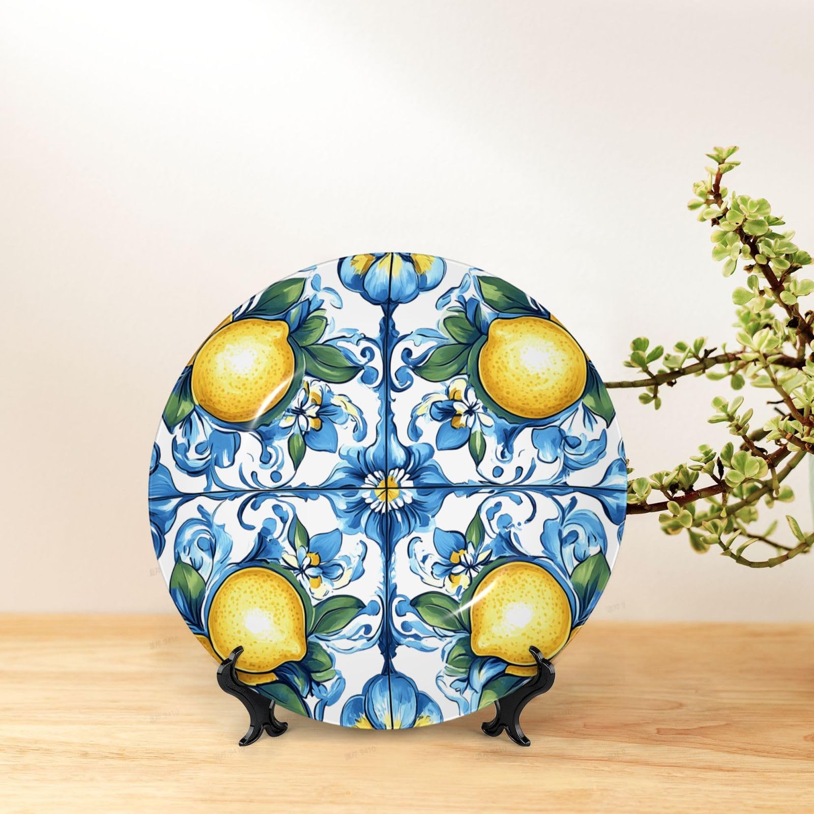 Bone China Piatto decorativo porcellana 20,3 cm 25,4 cm con supporto gancio ornamento parete tavolo