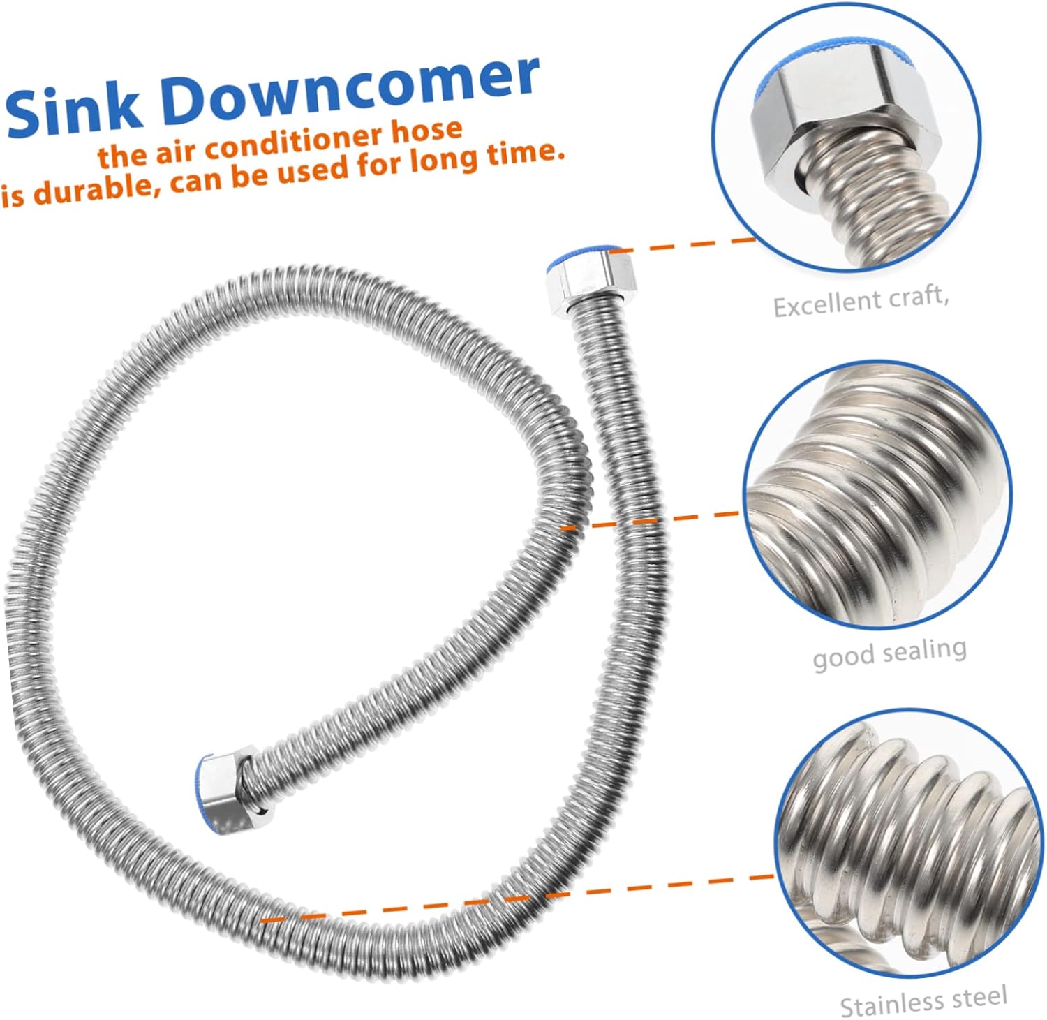 Zerodeko Pcs High Pressure Air Conditioner Outlet Hose Stainless Steel Corrugated Tubing for Easy Installation