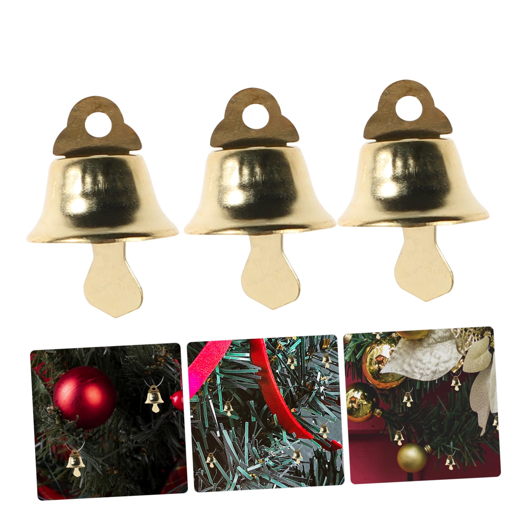 Mikikit 120pezzi Mini Campana di Natale Ciondolo Ciondolo Fai da Te Ornamento Dorato di Natale Pendente per Albero
