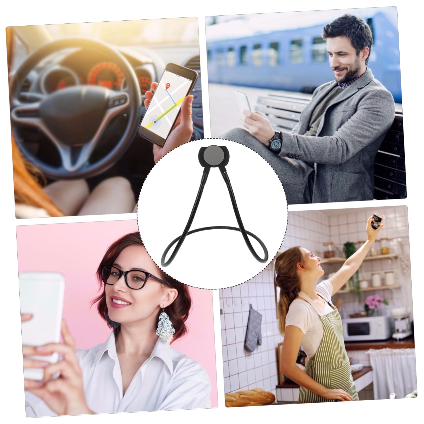 HOMSFOU Supporto per Telefono da Collo Magnetico Rotante Gradi Supporto per Telefono da Tavolo Auto Materiale Metallico Antiscivolo e Antiurto per Telefoni Cellulari