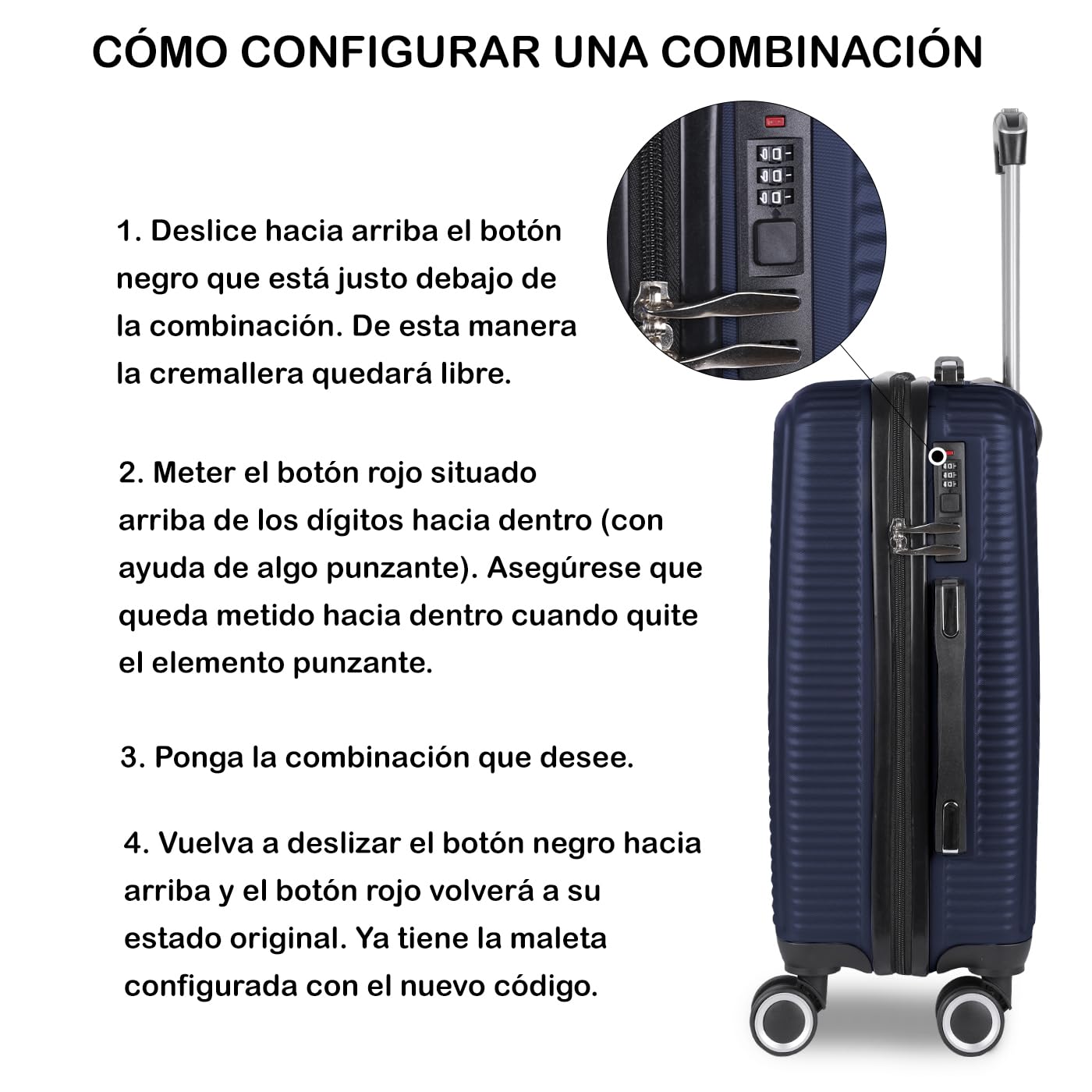 MERCURY TEXTIL- Maleta de Viaje Cabina, Mediana, Grande, rígida 100% de Polipropileno y ABS, Ruedas Giratorias, Prácticas y Ligeras con Cierre de Seguridad. (Marino, Cabina)
