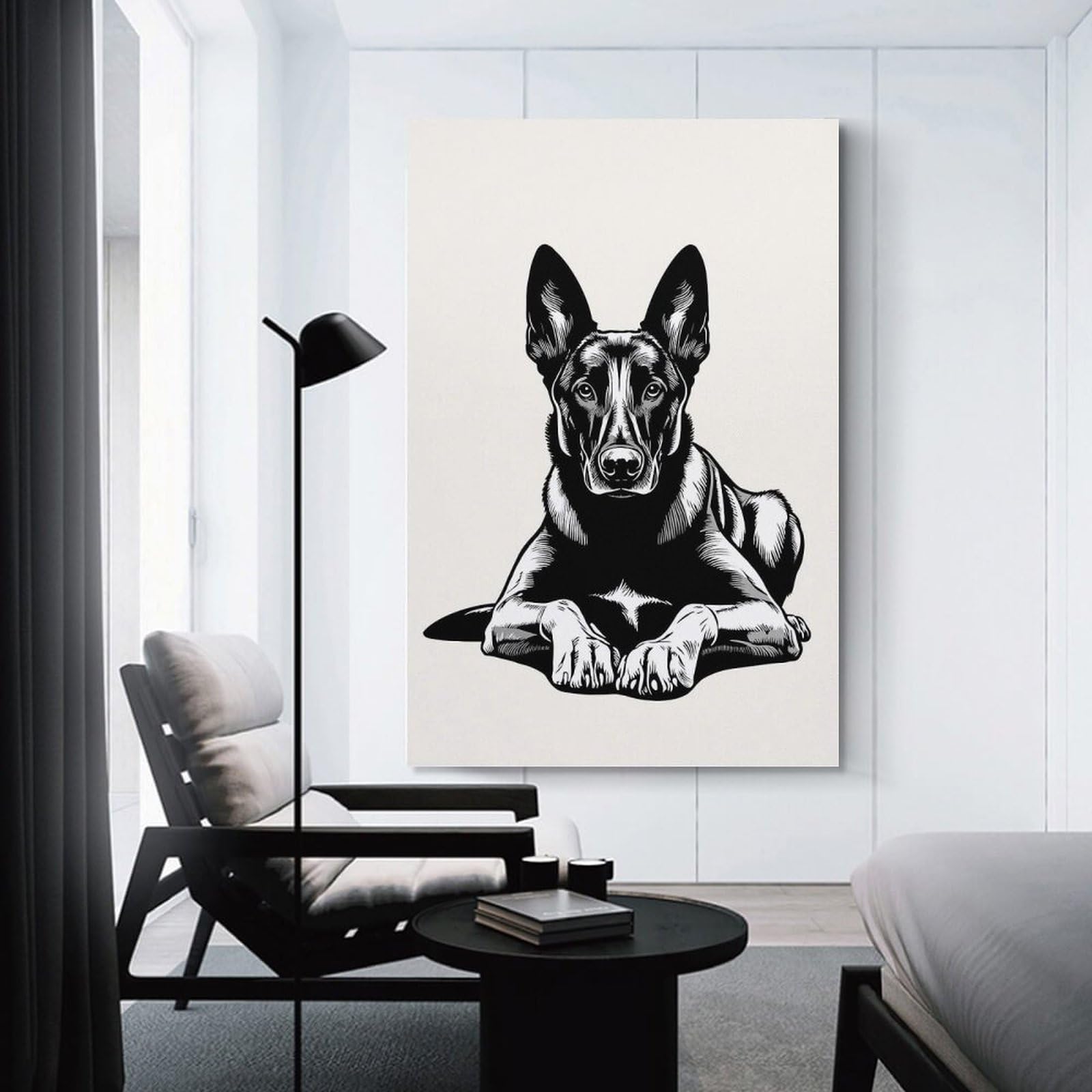 Junmoney Canvas Wall Decor Belgian Malinois(2), 16x24inch(40x60cm), for Gallery Wall Layouts in Home Or Office, Home Wall Art for Statement Displays