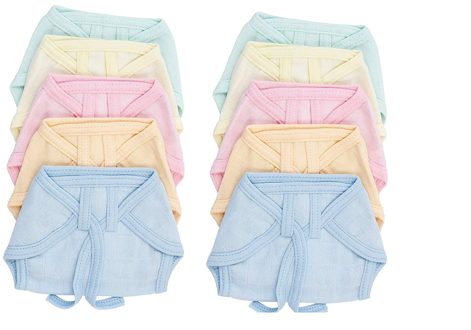 Teri Beri New Born Baby Super Soft Reusable Cotton Hosiery Nappies - Langot - Cloth Diaper (0-3 Months) (Set of 12) (Colours & Prints Vary)-image-2