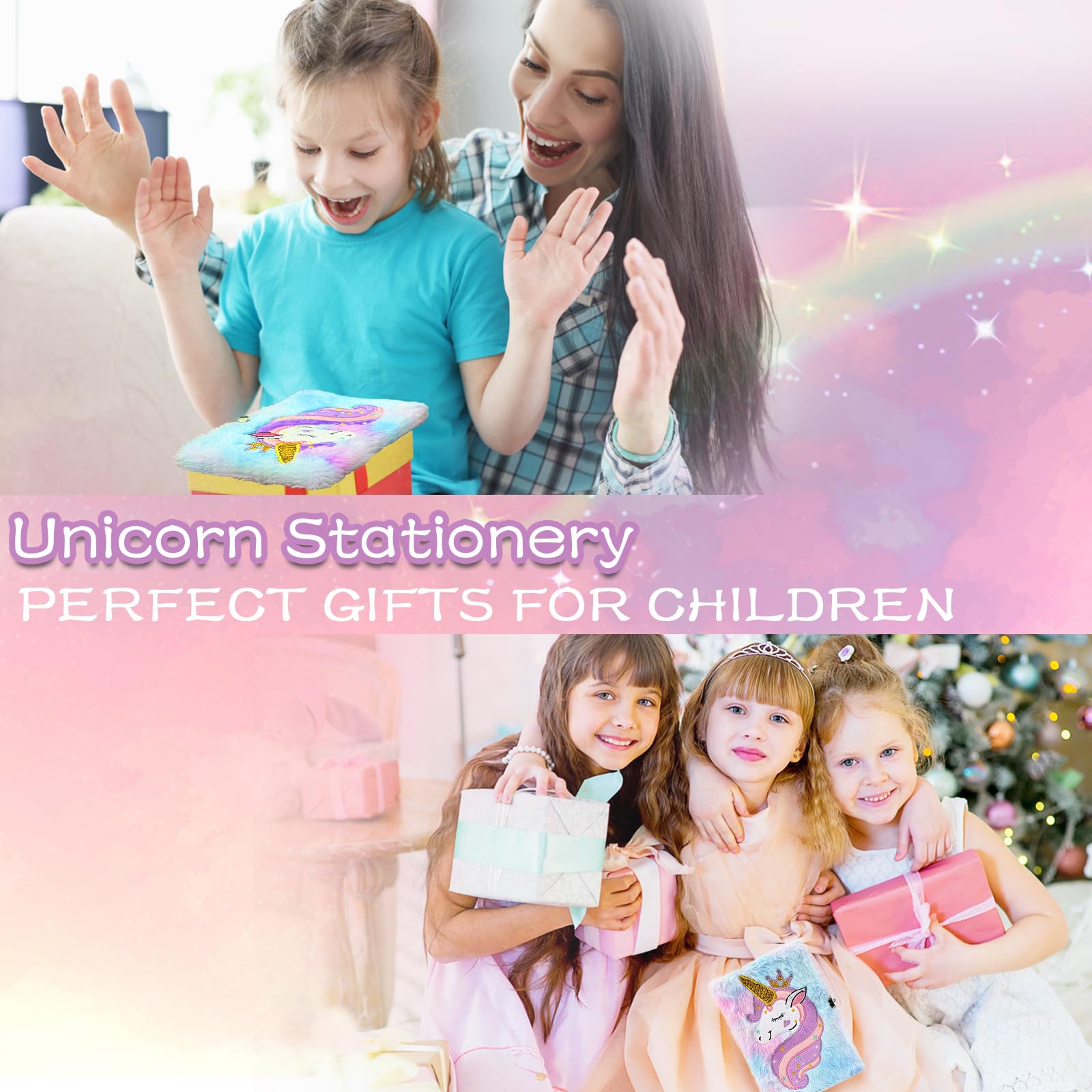 Diario Segreto Bambina con Lucchetto A5 Peluche Unicorno Quaderno con Chiave Regalo 5-10 Anni