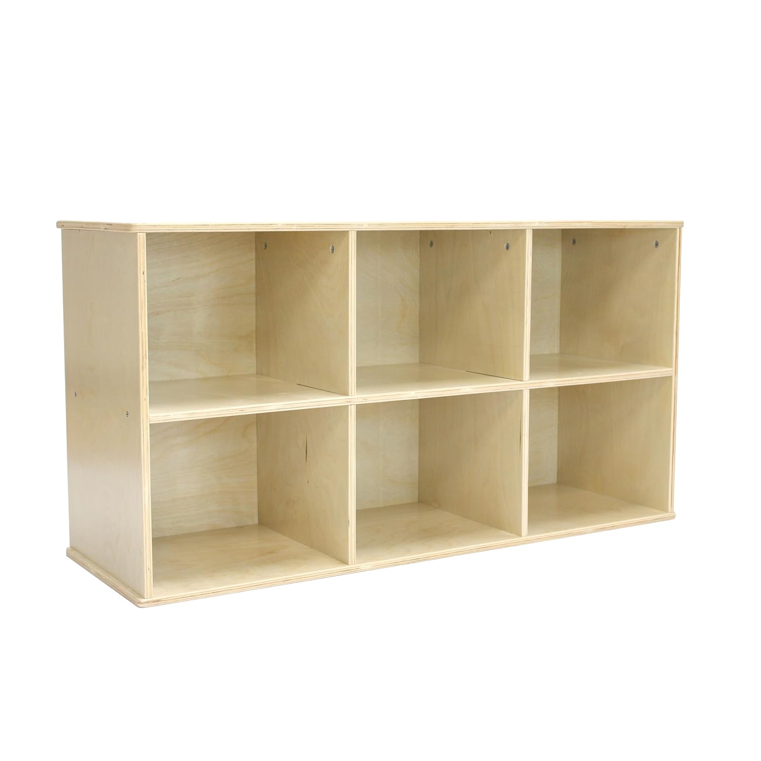 FDP Birch 6-Compartment Storage Cabinet 24 inch Height Organize Books, Toys, Games, Art Supplies, Durable, Sturdy Furniture for Home, Daycare, Preschool, Montessori Classroom - Natural, 13134-NT