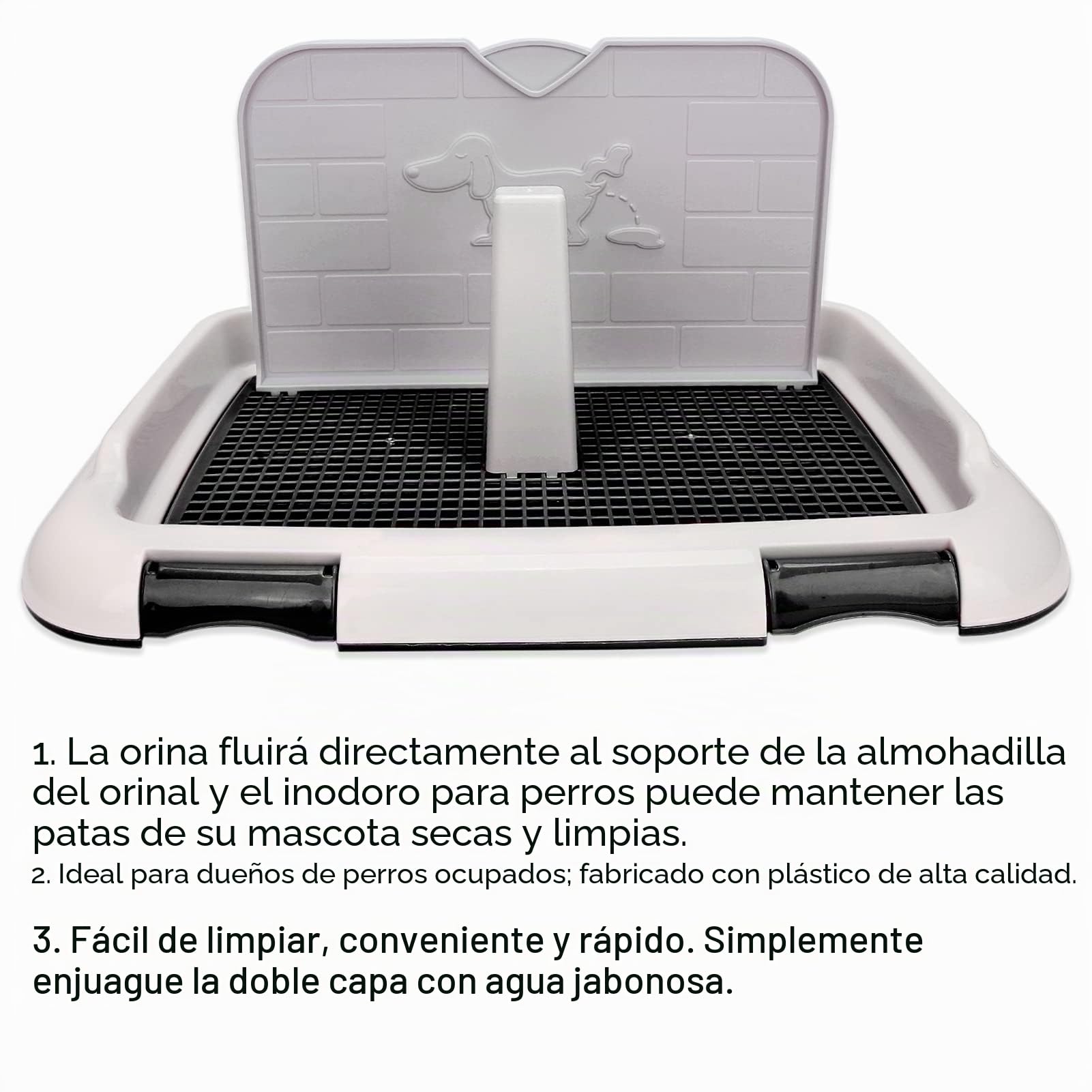 Aseo para Perros, Caja de para Perros de Interior con Pared simulada, orina programada Bandeja de Malla Orinal Corgi Potty Training Toilet, Bulldog francés Bandeja de Entrena (Negro)