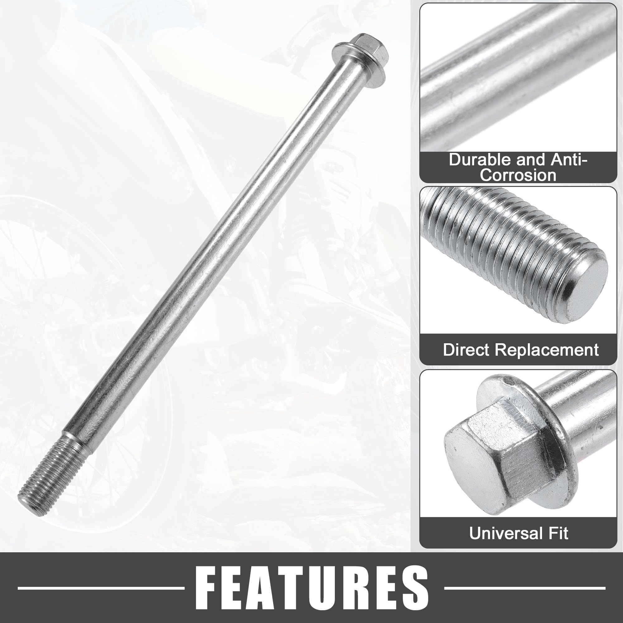 A ABSOPRO Essieu Avant Arrière 1 Kit Pour Moto Tout-Terrain Acier 230mm | Argenté, Alliage D'Acier, Avant Et Arrière, Bague 25x22mm, Bague 34x22mm, Diamètre 15mm, Scooter, Tout-Terrain