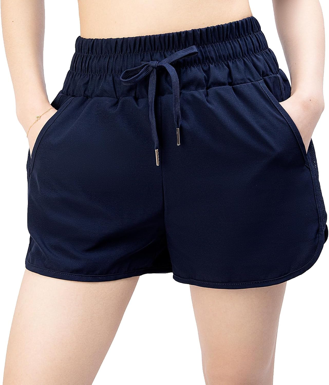Kefiyis Swim Shorts Women High Waisted Swimming Shorts Quick Dry Ladies Board Shorts with Adjustable Drawstring Surf Shorts with Bottoms and Pockets