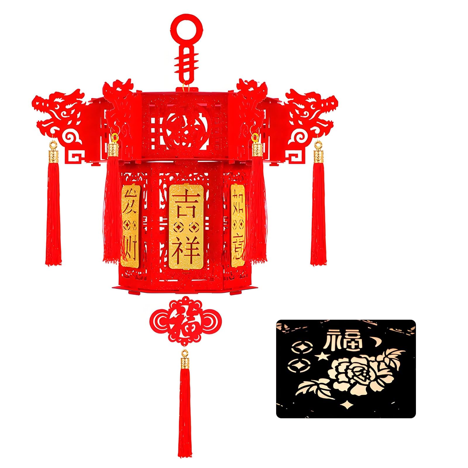 SBZIOJHDR Chinese-style lanterns, Large Chinese Lanterns Decorations, Traditional Hanging Red, Lucky Lantern(B)