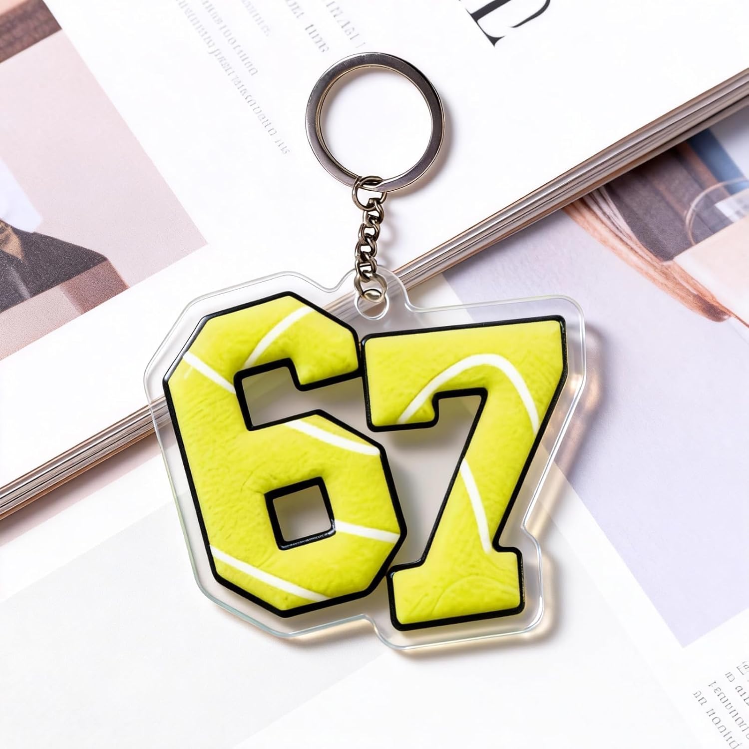 choice of all 67 Valentines 6PCS 67 Keychain Gifts Meme Keychain Six Seven Bag Charm Keyrings for Party Favors - Image 9