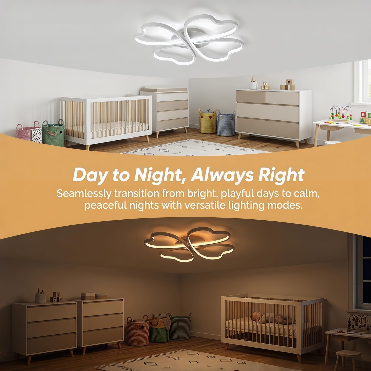 LED Deckenleuchte Kreative Herzförmige Design Deckenlampe Modern Schlafzimmerlampe Dimmbar mit Fernbedienung APP, Timer Funktion, Nachtlichtfunktion, für Kinderzimmer Babyzimmer, Weiß 43cm