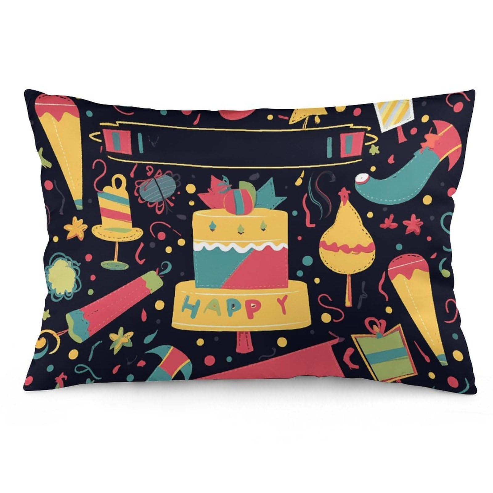 2 Pack Pillow Cases for Hair and Skin, Soft Breathable Pillow Case Covers with Hidden Zipper, Happy Birthday Images Pillowcase 20"x30" Pillow Covers for Sleeping Gift