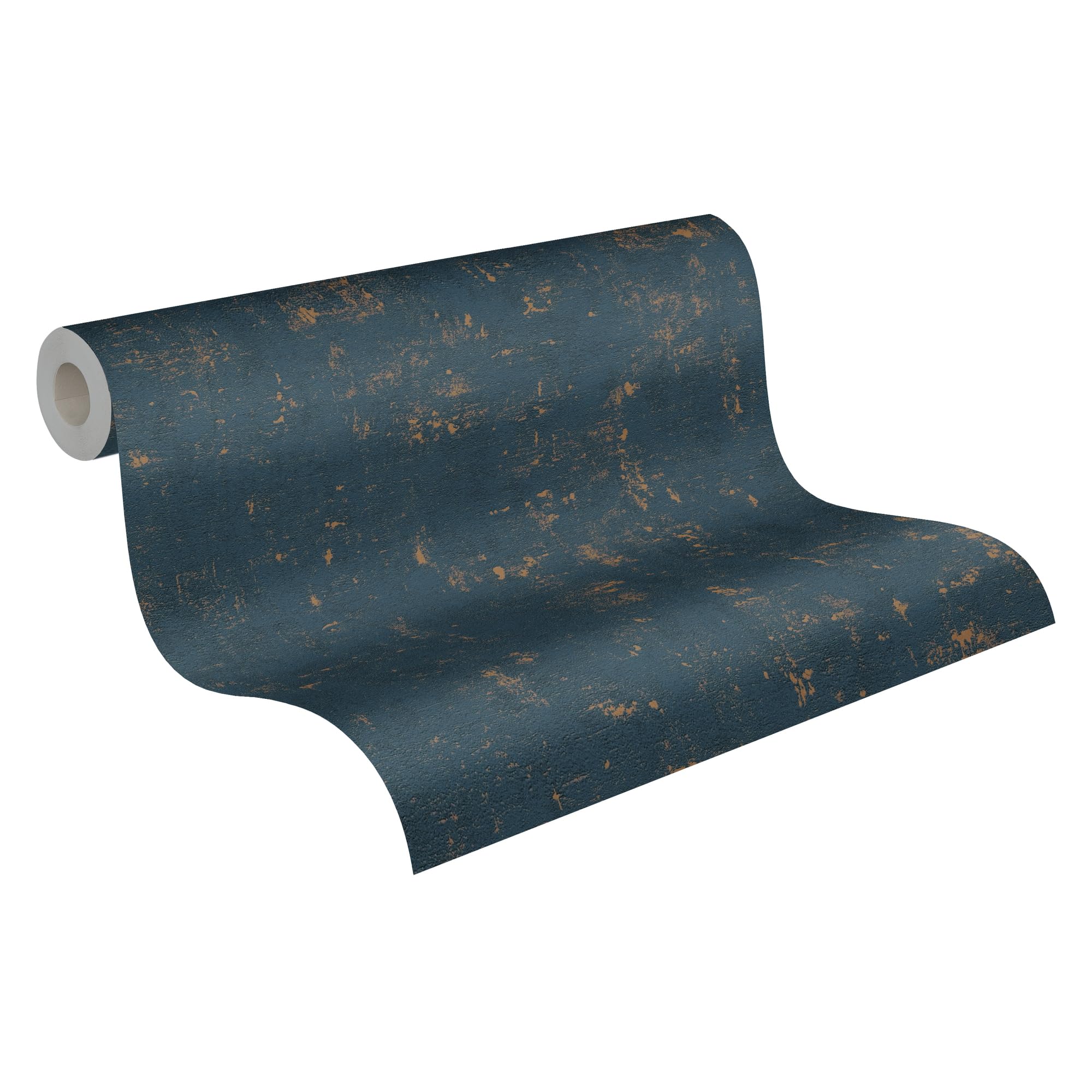 Papier peint haut de gamme Jade A.S. Création structure intissé bleu et or allemand