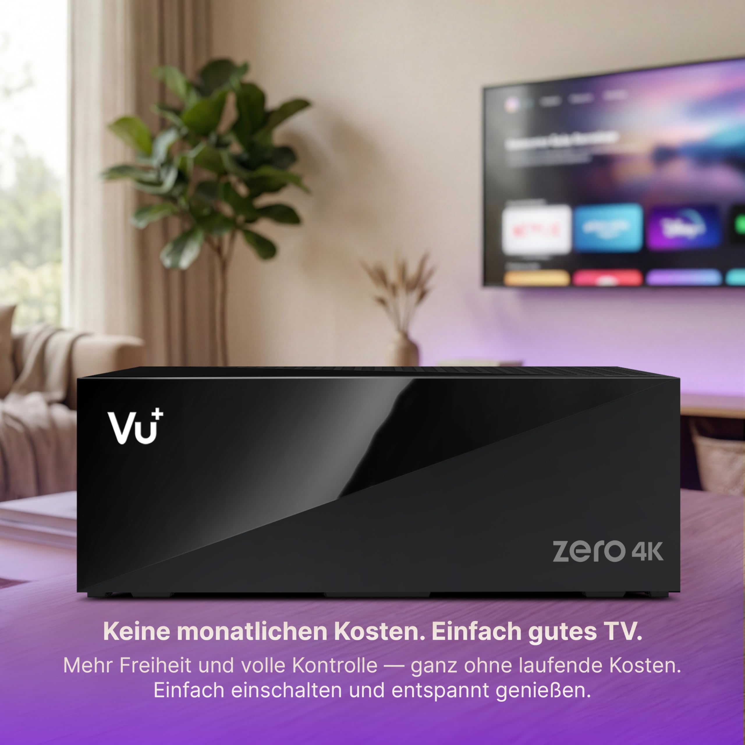 VU+ Zero 4K Combo Kabel- und Antennen-Receiver UHD 2160p – DVB-C/T2 Hybrid-Tuner mit HDR10, HLG, CI+ Slot, Linux Enigma2, HDMI 2.0 und HEVC, freenet TV bereit, lüfterloser Receiver, schwarz