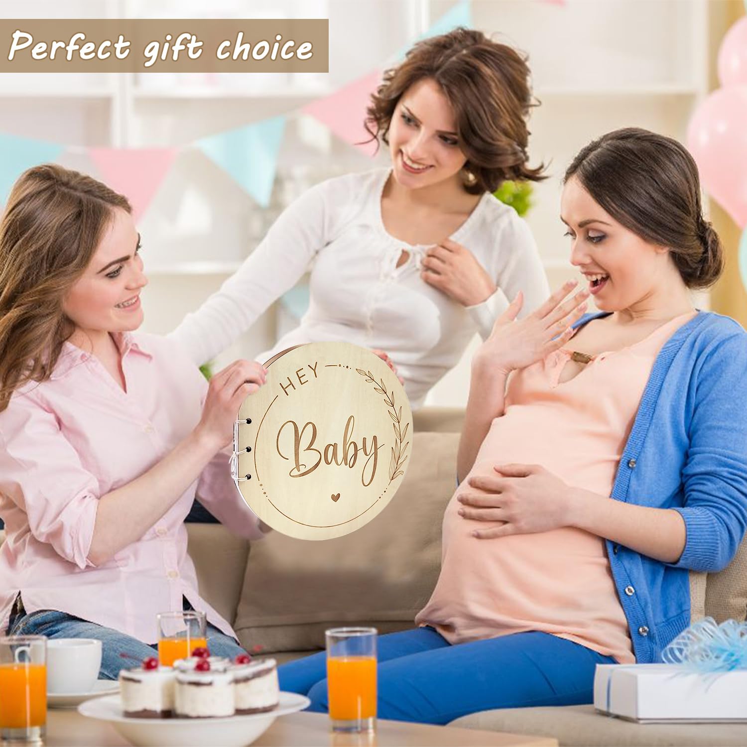 Album pamiątkowy Baby Shower, książka dla gości, baby shower z drewnianą okładką, książeczka dla gości, książka dla gości, chrzciny, scrapbooking, album fotograficzny