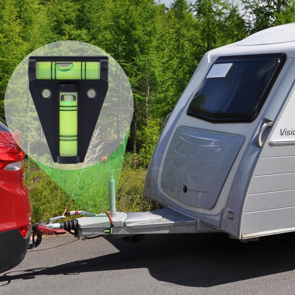 Melko specchietto per roulotte 12x19 cm universale per caravan | incl. livella a bolla | 2 pezzi specchietto esterno destro & sinistro, prolunga per specchio, specchio per traino per tipi di veicoli