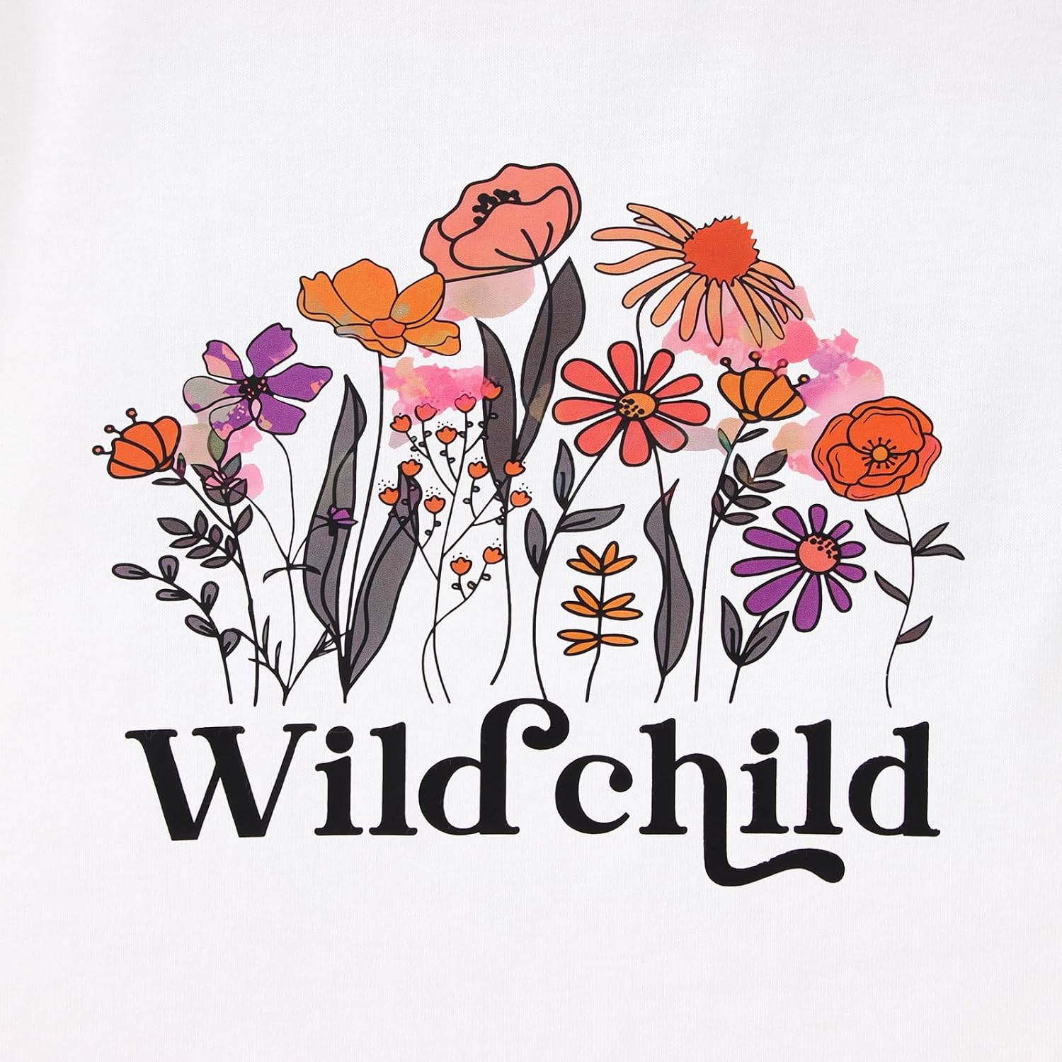 Toddler Baby Girl Flower T Shirt Cute Wild Child Floral Print Short Sleeve Shirt Kid Summer Casual Tee Tops