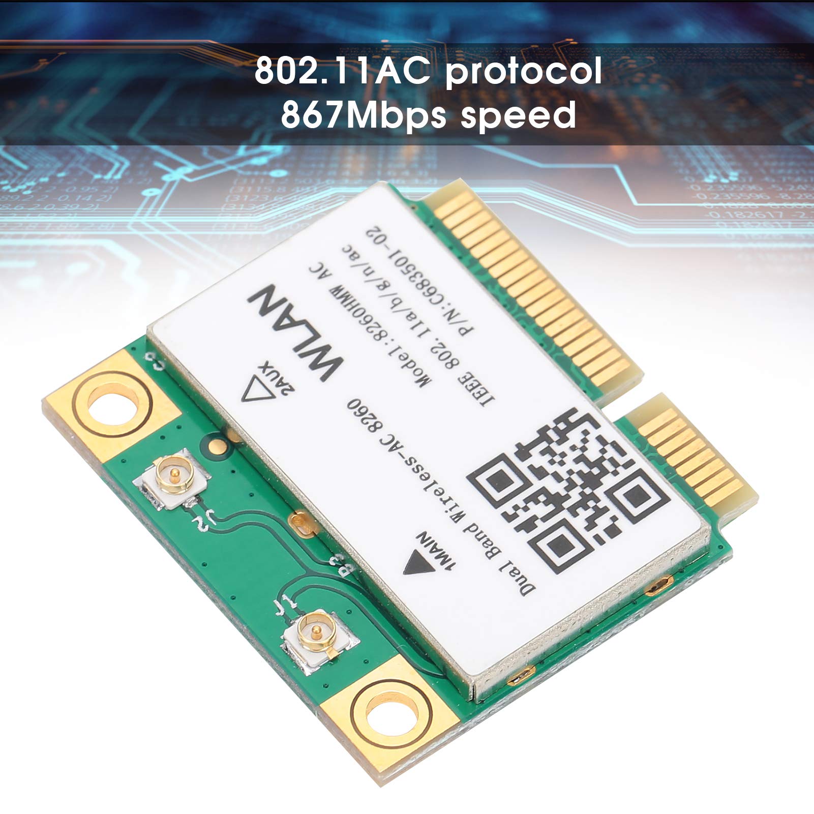 Scheda Mini PCI E WiFi 7, Scheda di Rete Wireless Gigabit 2 Bande 2.4G 5G 8774Mbps Mini Adattatore WiFi Interfaccia PCIE con Bluetooth 5.4 BE200HMW per PC (con antenna