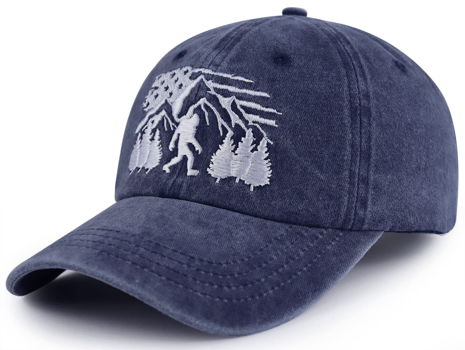 Sasquatch Gifts for Men Women, Funny Forest Stay Wild Bigfoot Hat, Vintage Adjustable Cotton Embroidered Big Foot Baseball Cap, Birthday Gift for Dad Mom Family Friends Campers Hunters Hikers