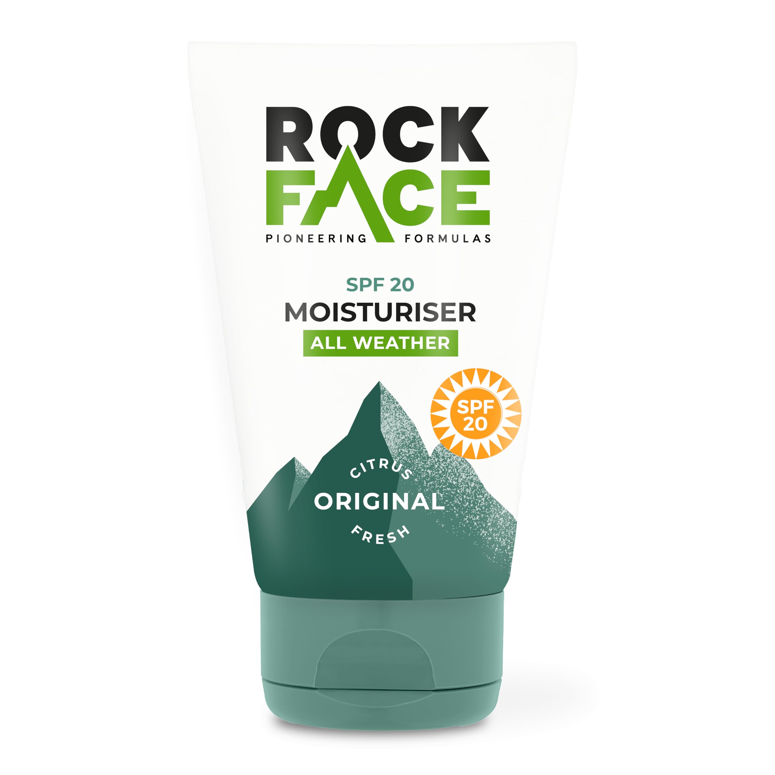 Rock Face Mens Moisturiser, SPF 20 Face Cream, Protect from UVA and UVB Rays, 100ml, Energising Skincare