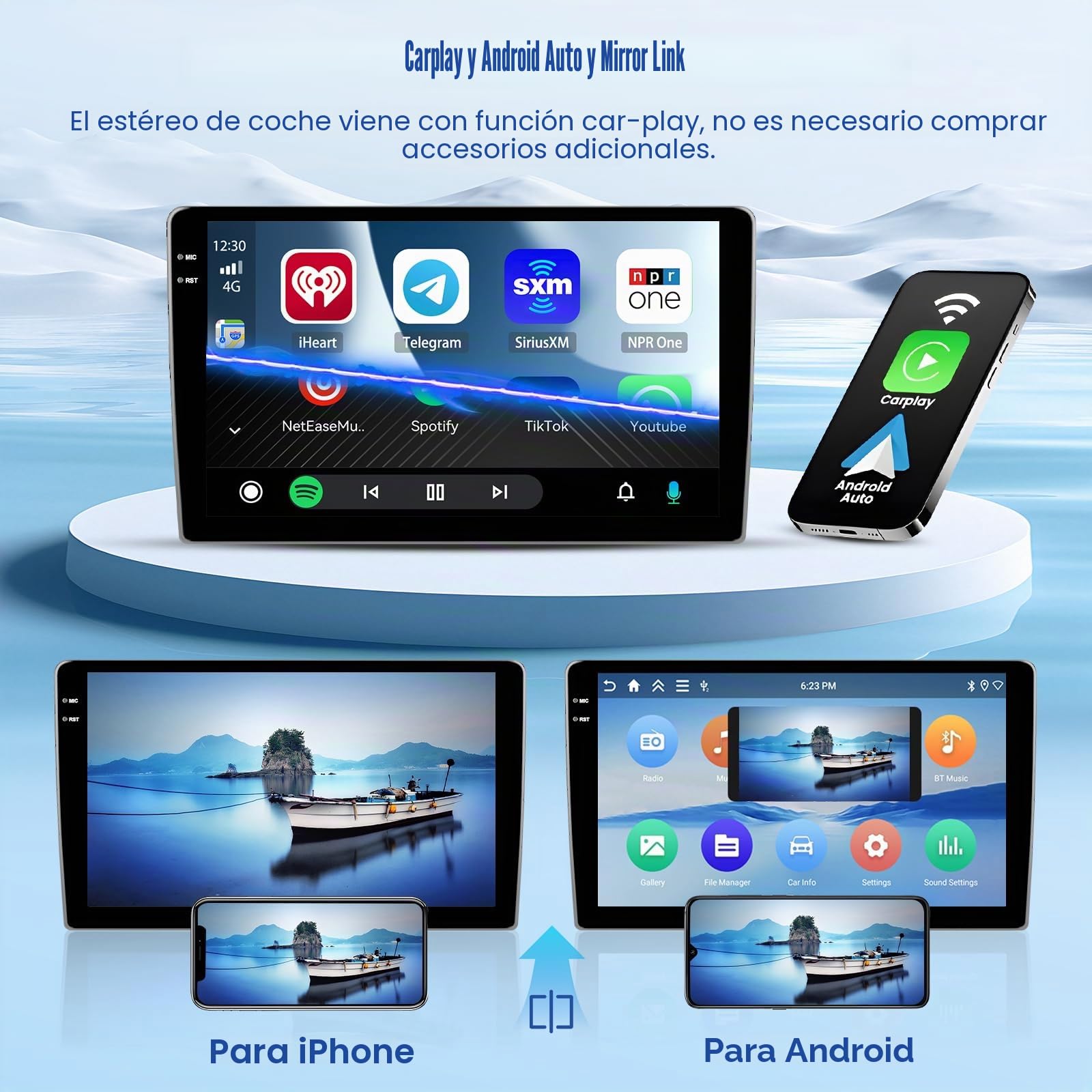Inefala 4+64G Android 15 Radio Coche para Seat Leon MK2 2005-2012, 9 Pulgadas Incell Pantalla con CarPlay y Android Auto, Radio Coche 2 DIN con GPS WiFi Bluetooth 5.0 RDS/FM EQ SWC Cámara Trasera Mic
