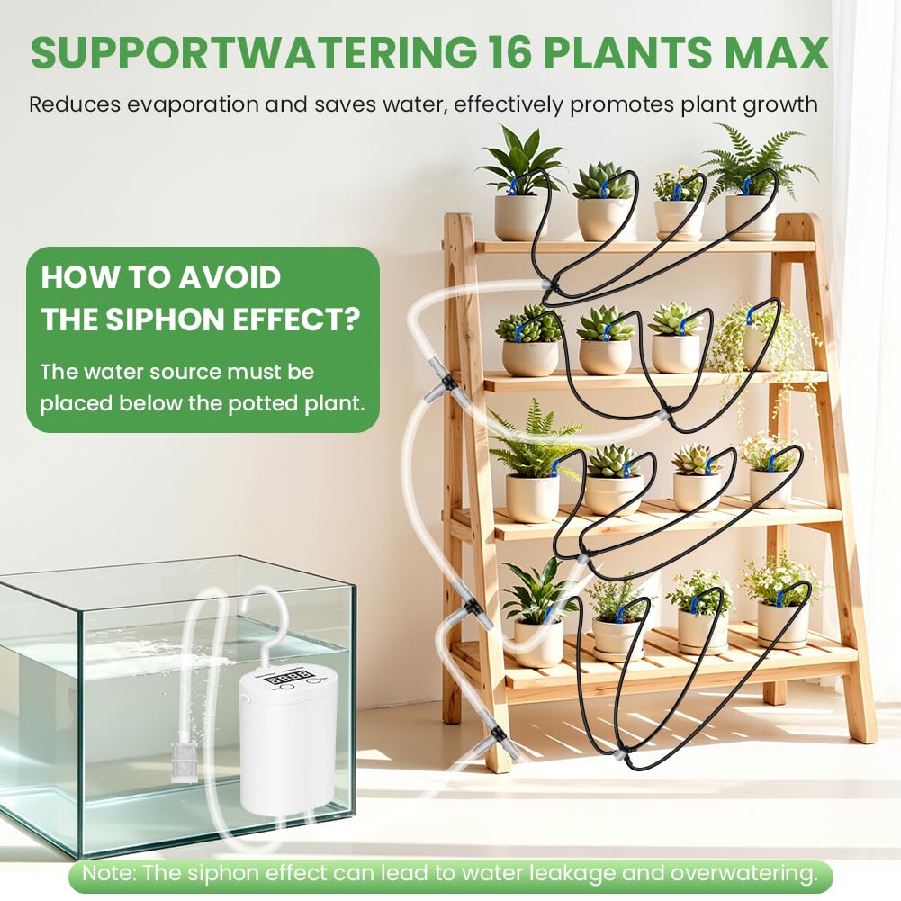 Flintronic Système d'arrosage automatique d'intérieur pour 16 plante en pot | Système D'arrosage Micro-Drip pour un Arrosage Individuel et Flexible, Alarme Eau/Batterie, Facile à Installer