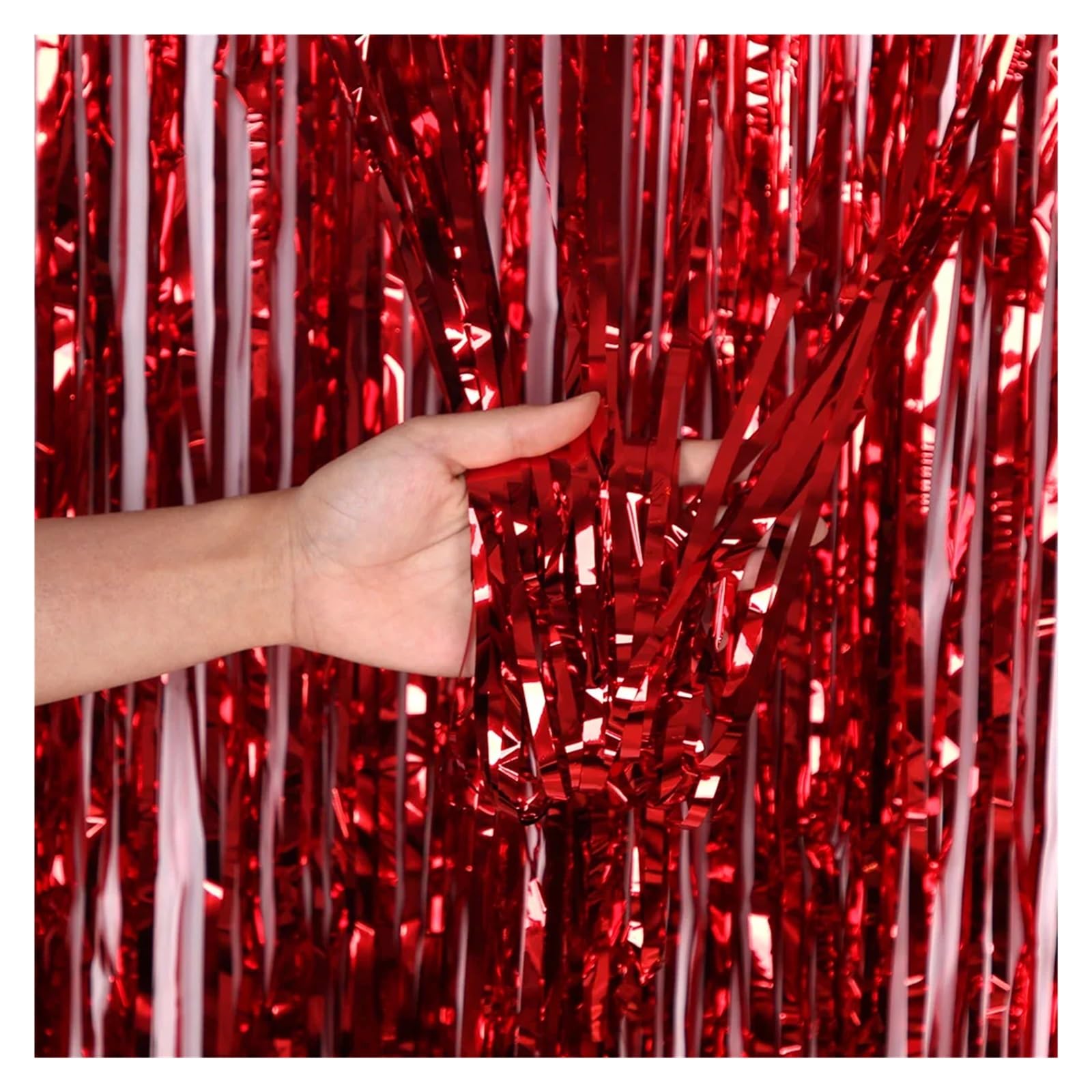 EnxJire Fringe Backdrop Curtain Tinsel Foil Fringe Curtains Photo Backdrop Streamers Curtain for Background(Color 15,2Pack-1X2M)