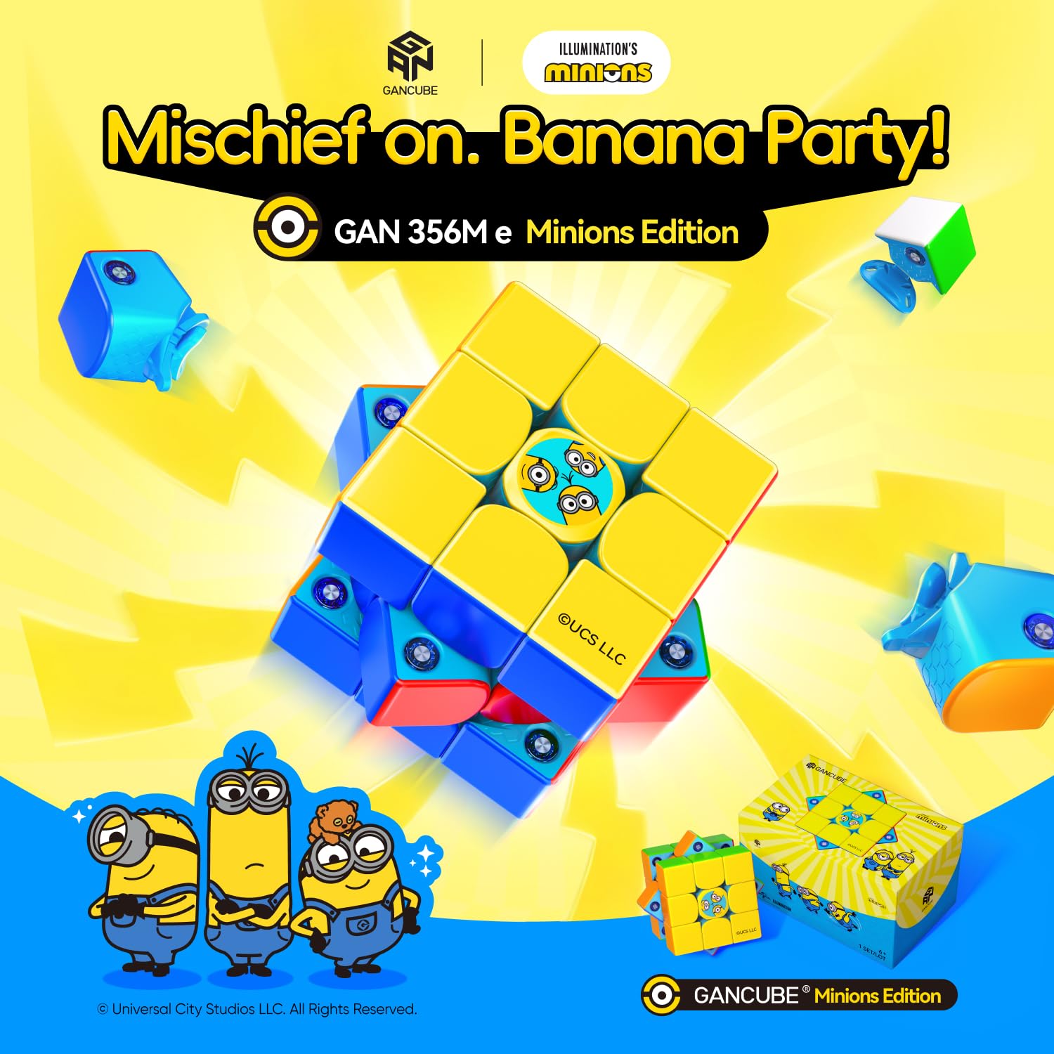 GAN Pyraminx & 356ME Edición Minions Magnético Cubo de Velocidad 3x3